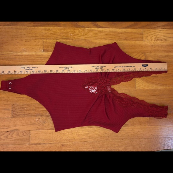 Free People NWT Body Suit Red with Lace Size M - Picture 6 of 16
